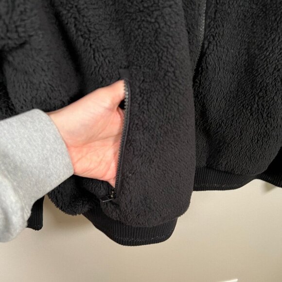 Athleta Tugga Sherpa Fleece Jacket Size 1X Black Bomber Athletic Travel Active - Picture 8 of 12